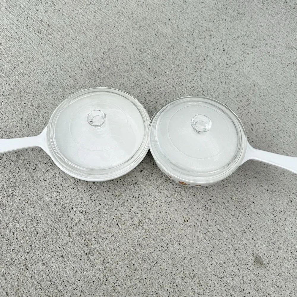 Vintage CorningWare Country Festival Blue Birds 4 Pc Saucepan Set Lids 1970s